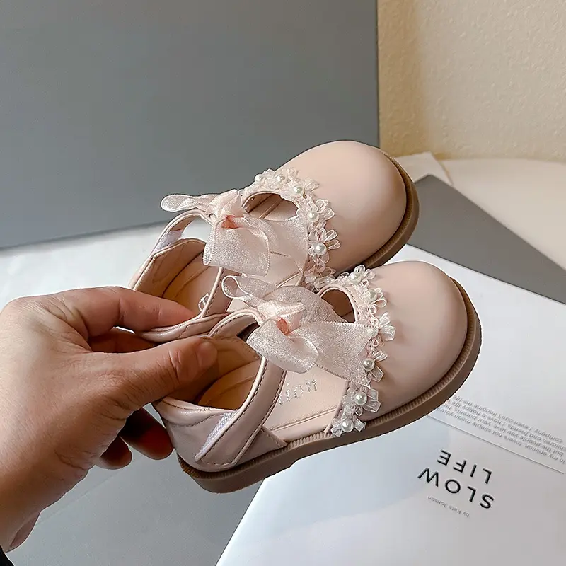 2025 Spring New Children Princess Leather Shoes for Girls Fashion Korean Style Elegant Soft Bottom Anti-slippery Dress Shoes