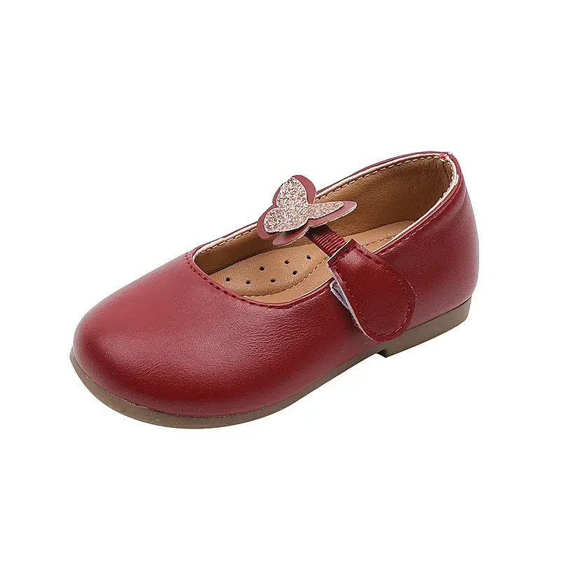 2025 Children Leather Shoes for Girls Spring Autumn New Fashion Korean Style Soft Bottom Princess Chic Butterfly Versatile Shoes