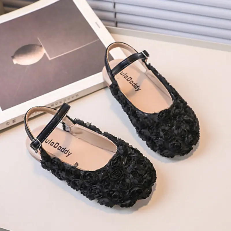 Elegant Girl Summer Sandals Sweet Flower Children Princess Shoes Fashion Versatile Kids Causal Flat Sandals for Wedding Party
