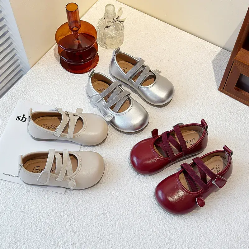 2025 Children Leather Shoes for Girls Spring New Fashion Korean Style Soft Anti-slippery Versatile Chic Princess Ballet Shoes