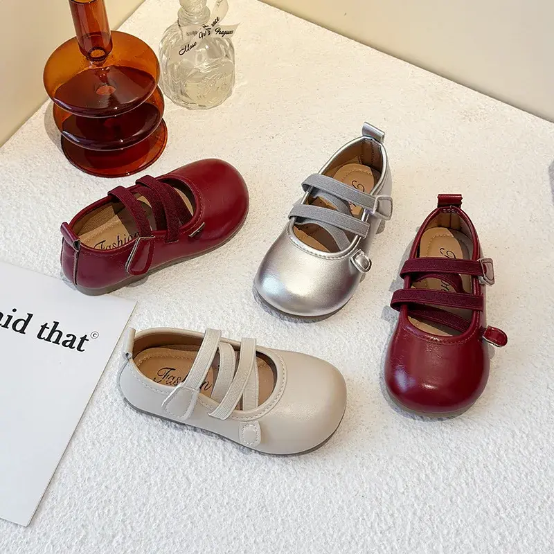 2025 Children Leather Shoes for Girls Spring New Fashion Korean Style Soft Anti-slippery Versatile Chic Princess Ballet Shoes
