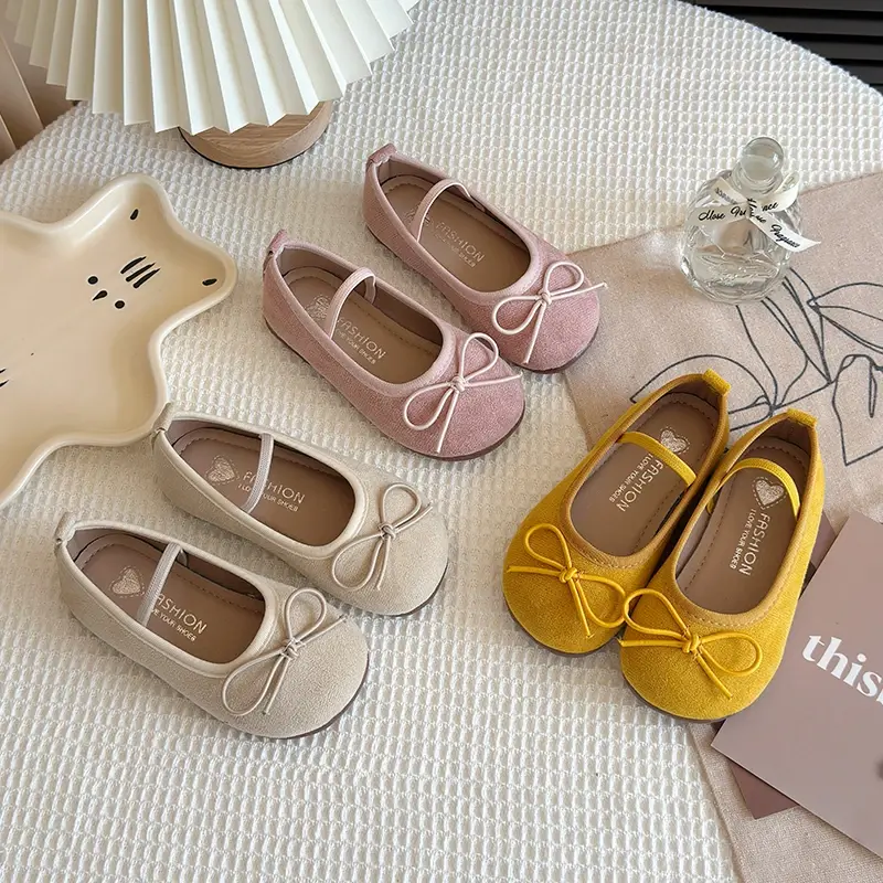 2025 Children Leather Shoes for Girls Spring Autumn New Fashion Korean Style Soft Sole Anti-slippery Sweet Bowtie Princess Shoes