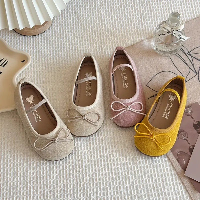 2025 Children Leather Shoes for Girls Spring Autumn New Fashion Korean Style Soft Sole Anti-slippery Sweet Bowtie Princess Shoes