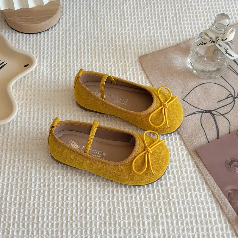 2025 Children Leather Shoes for Girls Spring Autumn New Fashion Korean Style Soft Sole Anti-slippery Sweet Bowtie Princess Shoes