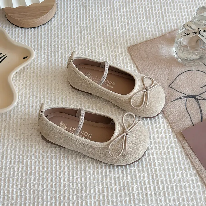 2025 Children Leather Shoes for Girls Spring Autumn New Fashion Korean Style Soft Sole Anti-slippery Sweet Bowtie Princess Shoes