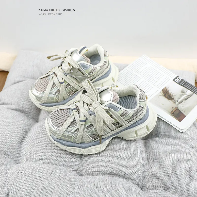 Children's Basketball Shoes Mesh Fashion Girls Causal Sneakers Chunky Versatile Kids Non-slip Boys Running Sneakers Breathable