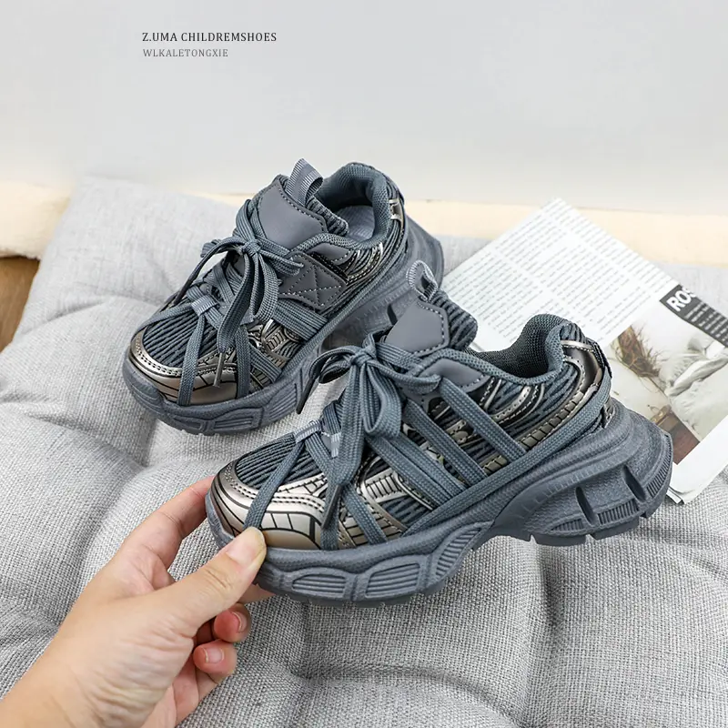 Children's Basketball Shoes Mesh Fashion Girls Causal Sneakers Chunky Versatile Kids Non-slip Boys Running Sneakers Breathable