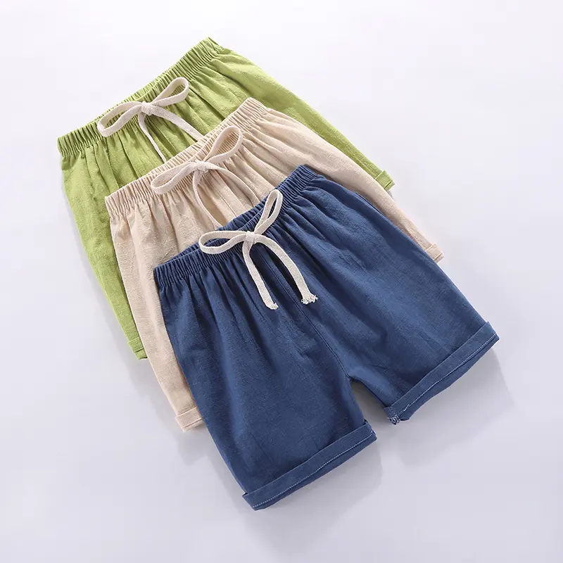 Children Shorts Boys Summer Short Pants Beach Shorts Kids Girls Shorts Casual Soft Breathable Linen Candy Color 100-160cm New