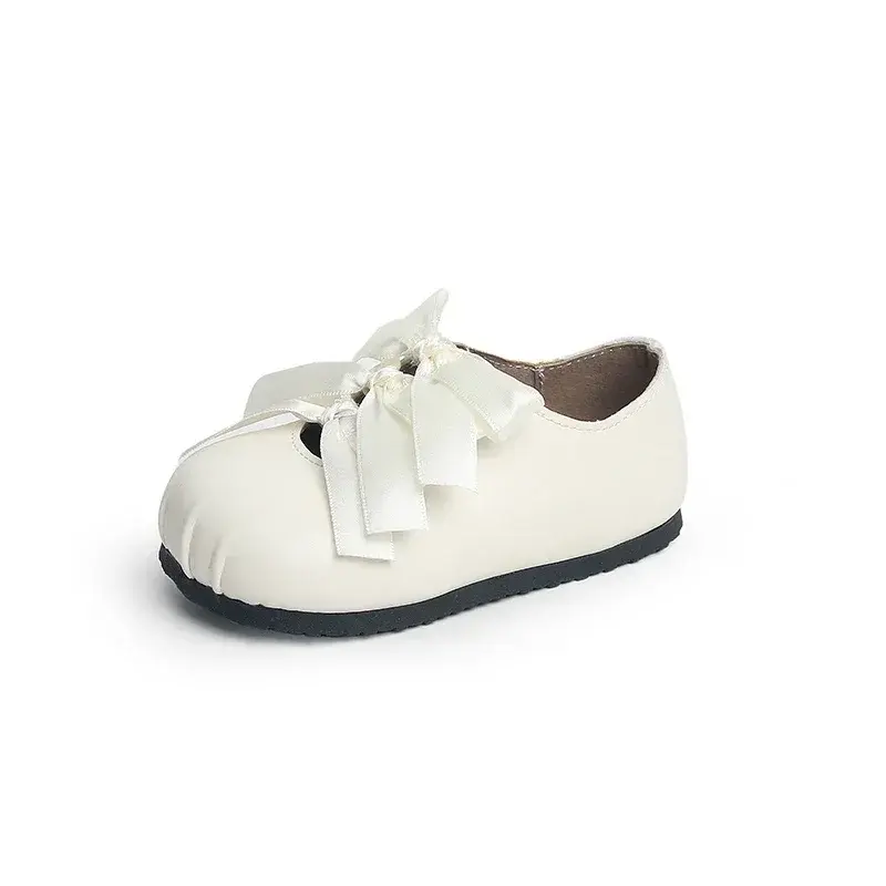 Girls Princess Shoes with Sweet Bows 2025 Fashion Kids Leather Shoes Non-slip Soft Sole Children Flats Dance Performacne Shoes