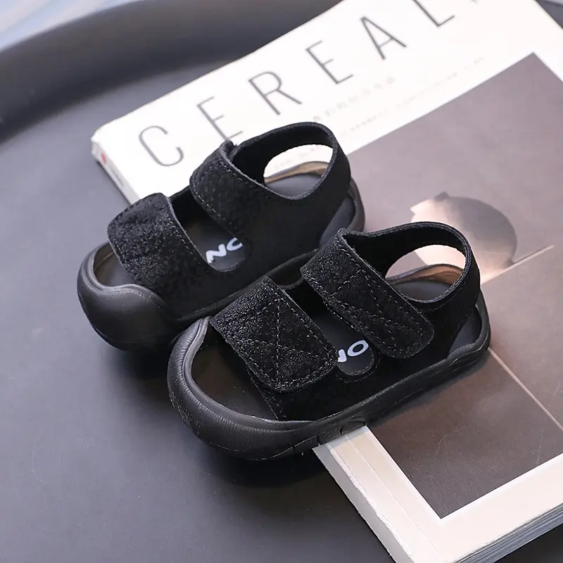 Kids Sandals Boys Summer Solid Color Children's Sandals Anti-kick Versatile Toddlers Causal Walking Beach Sandals Soft Non-slip