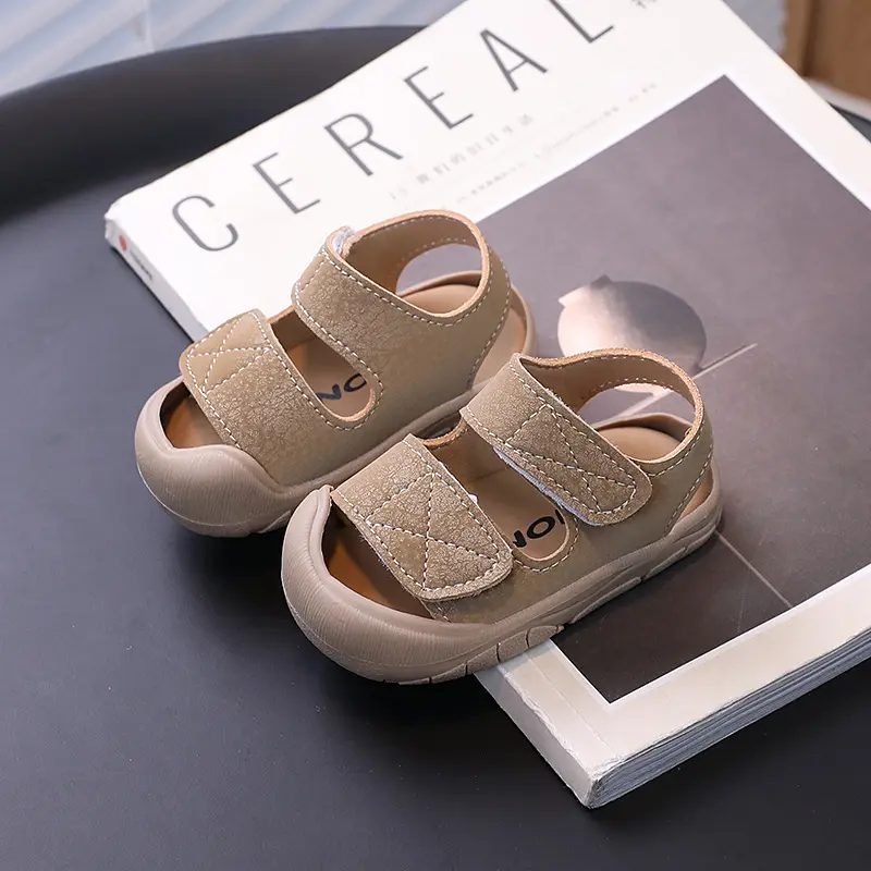 Kids Sandals Boys Summer Solid Color Children's Sandals Anti-kick Versatile Toddlers Causal Walking Beach Sandals Soft Non-slip