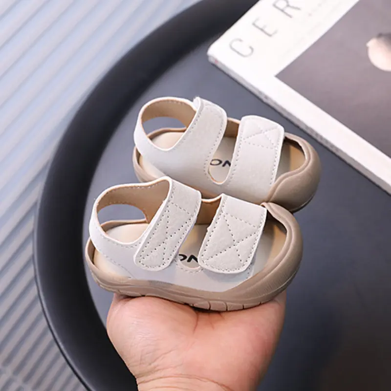 Kids Sandals Boys Summer Solid Color Children's Sandals Anti-kick Versatile Toddlers Causal Walking Beach Sandals Soft Non-slip