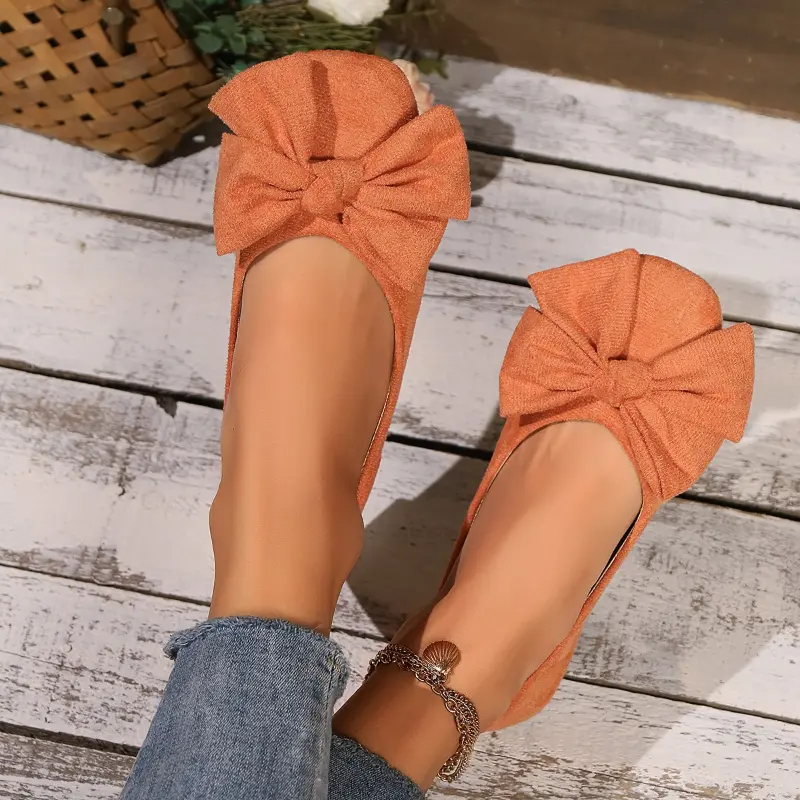 Women's Moccasins Spring Autumn Bowknot Sweet Ladies Shoe Square-toe Versatile Ballet Flats Elegant Causal Women's Loafers New