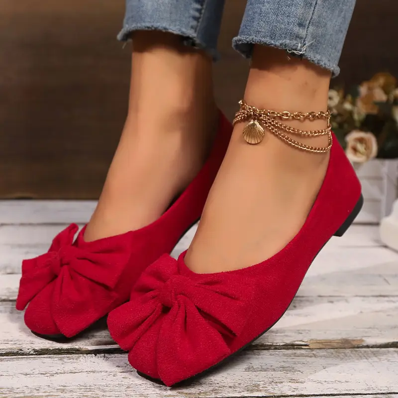Women's Moccasins Spring Autumn Bowknot Sweet Ladies Shoe Square-toe Versatile Ballet Flats Elegant Causal Women's Loafers New