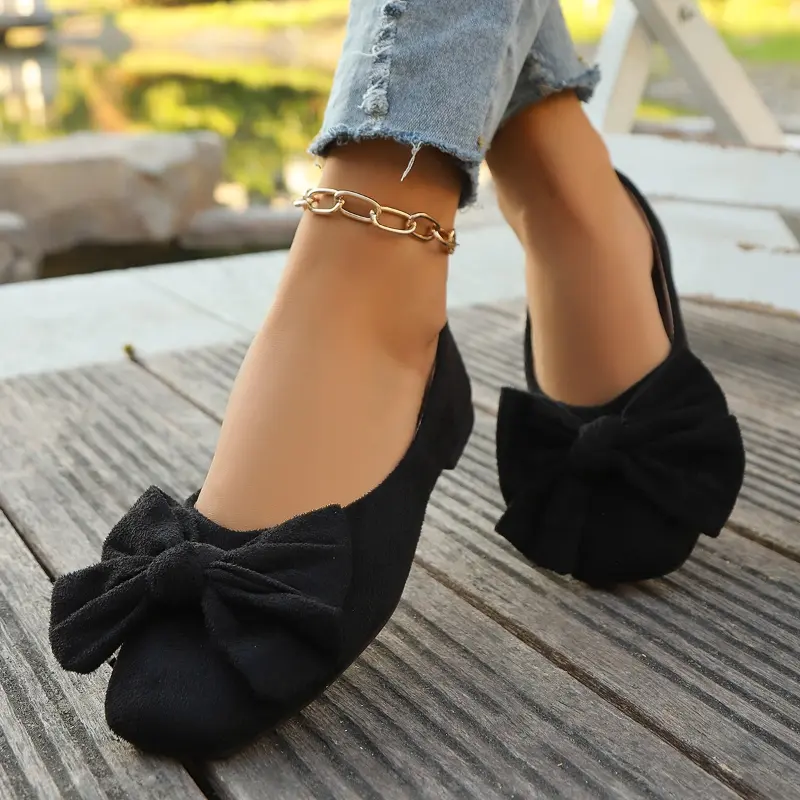 Women's Moccasins Spring Autumn Bowknot Sweet Ladies Shoe Square-toe Versatile Ballet Flats Elegant Causal Women's Loafers New