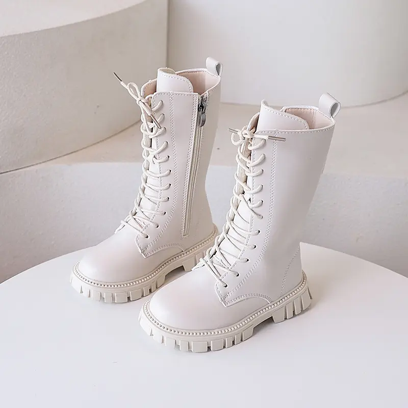 Spring Autumn Children's Boots for Girls Classic Solid Color Kids Fashion Mid-calf Boots Simple Causal Toddlers Leather Boots