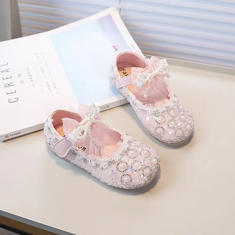 Luxury Girls New Leather Shoes Sweet Bowknot Fashion Children Causal Flat Shoes Wedding Party Elegant Kids Princess Dress Shoes