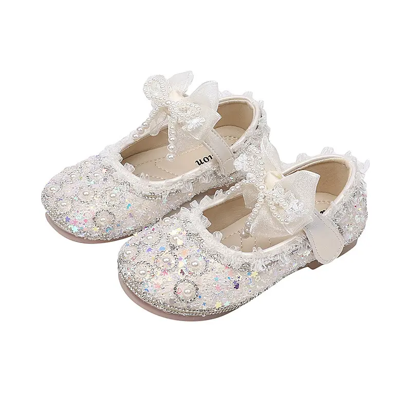 Luxury Girls New Leather Shoes Sweet Bowknot Fashion Children Causal Flat Shoes Wedding Party Elegant Kids Princess Dress Shoes
