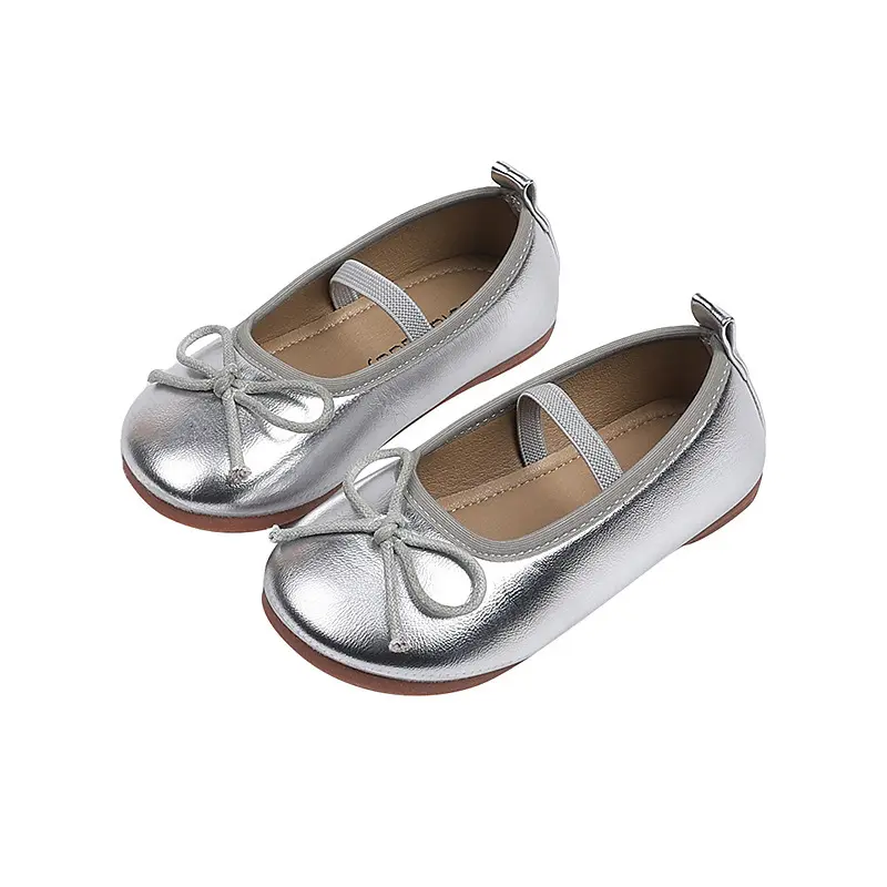 2025 Trend New Little Girl Leather Shoes Red Ballet Versatile Children's Flats Round-toe Bowknot Kids Princess Loafers Non-slip