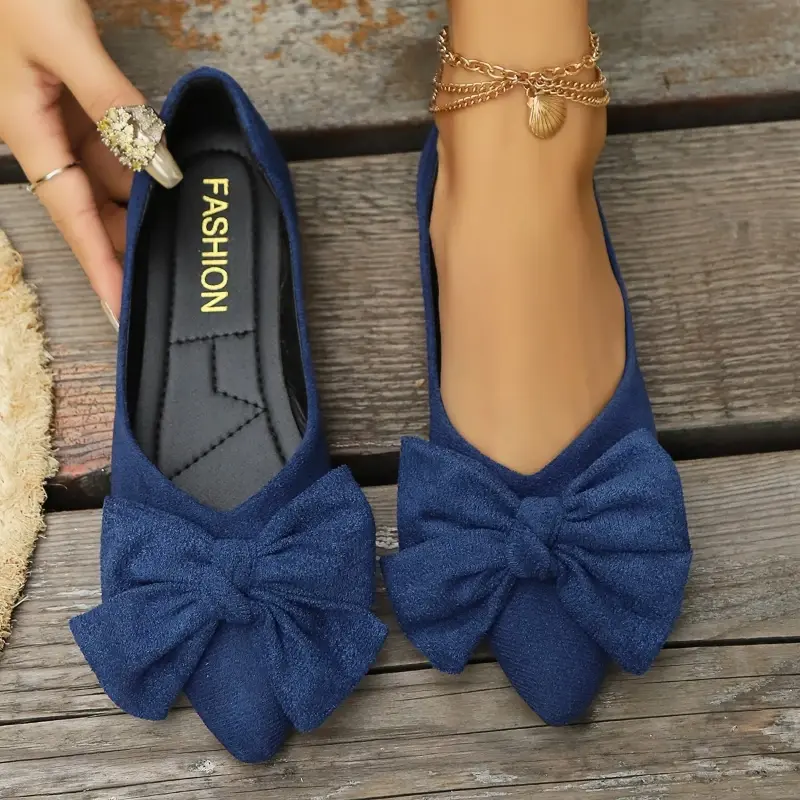 Classic Women Fashion Loafers Female Sweet Bowknot Versatile Pointed-toe Women Ballet Flats Shallow Non-slip Ladies Causal Shoes