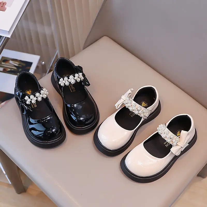 New Kids Uniform Leather Shoes Spring Autumn Girls Lolita Princess Mary Jane Shoes Fashion Black Beige Kids Flat Shoes Versatile