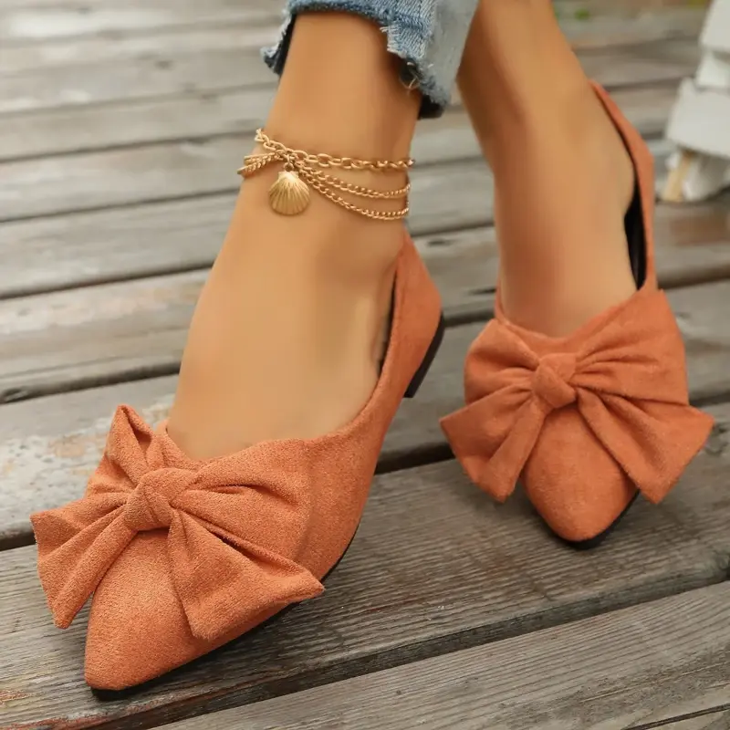 Classic Women Fashion Loafers Female Sweet Bowknot Versatile Pointed-toe Women Ballet Flats Shallow Non-slip Ladies Causal Shoes