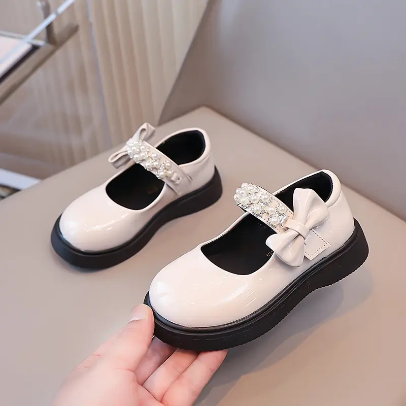 New Kids Uniform Leather Shoes Spring Autumn Girls Lolita Princess Mary Jane Shoes Fashion Black Beige Kids Flat Shoes Versatile