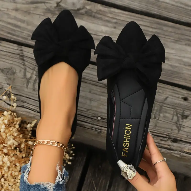 Classic Women Fashion Loafers Female Sweet Bowknot Versatile Pointed-toe Women Ballet Flats Shallow Non-slip Ladies Causal Shoes