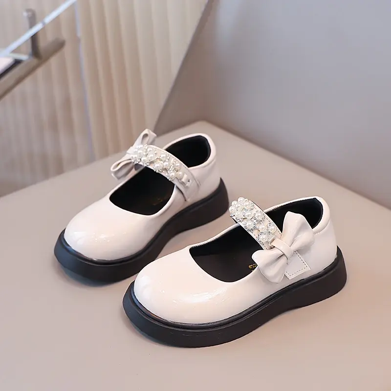 New Kids Uniform Leather Shoes Spring Autumn Girls Lolita Princess Mary Jane Shoes Fashion Black Beige Kids Flat Shoes Versatile