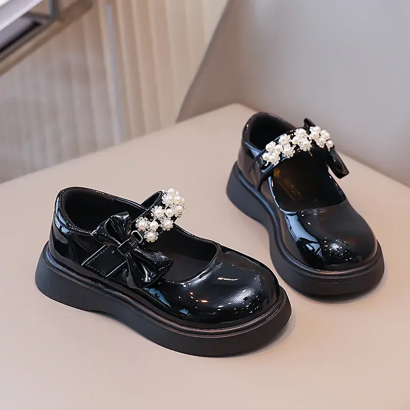 New Kids Uniform Leather Shoes Spring Autumn Girls Lolita Princess Mary Jane Shoes Fashion Black Beige Kids Flat Shoes Versatile