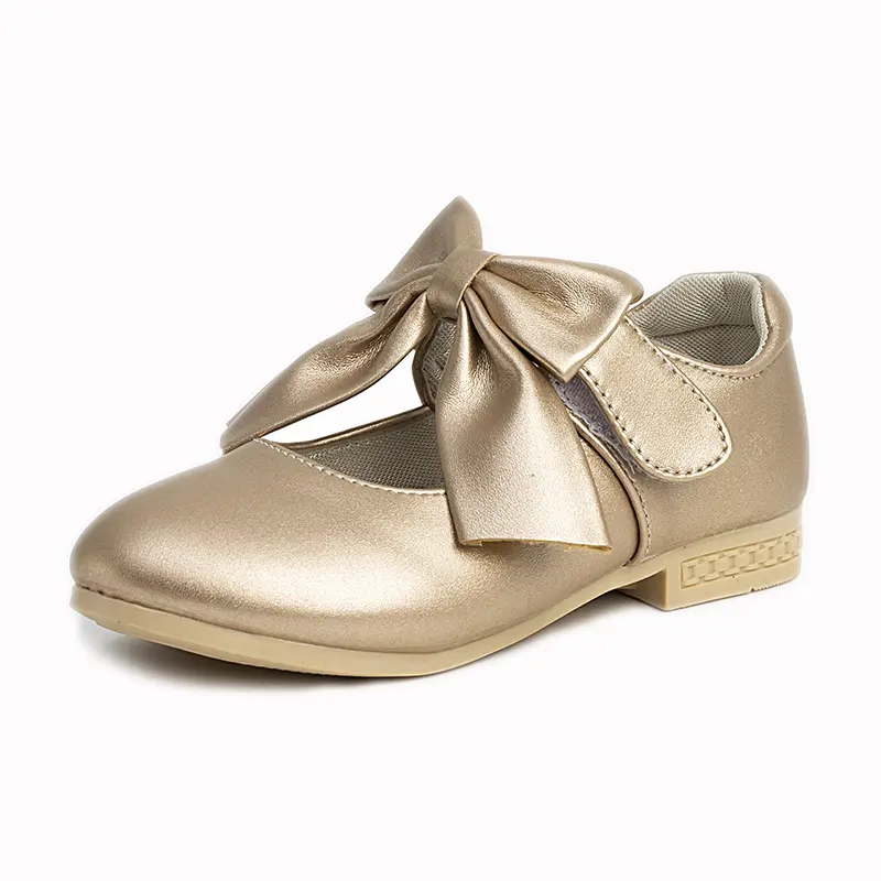 Girls Leather Shoes with Big Bow-knot Princess Sweet Classic Fashion Children Party Shoes for Wedding Soft Anti-slippery Chic