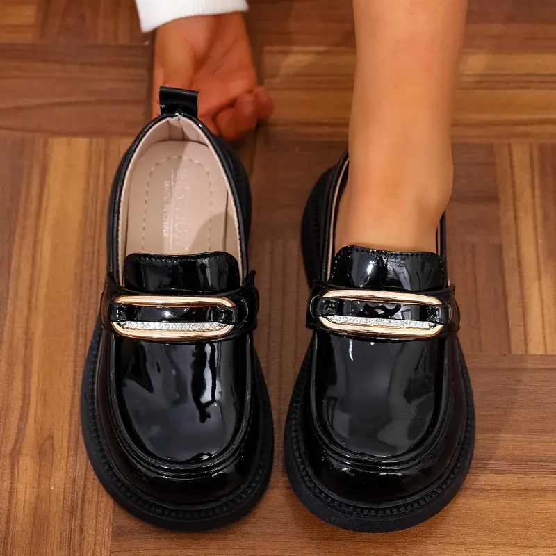 Children's Leather Shoes Spring Autumn Trend Girls Black Shoes School Performance Versatile Kids Fashion Uniform Mary Jane Shoes