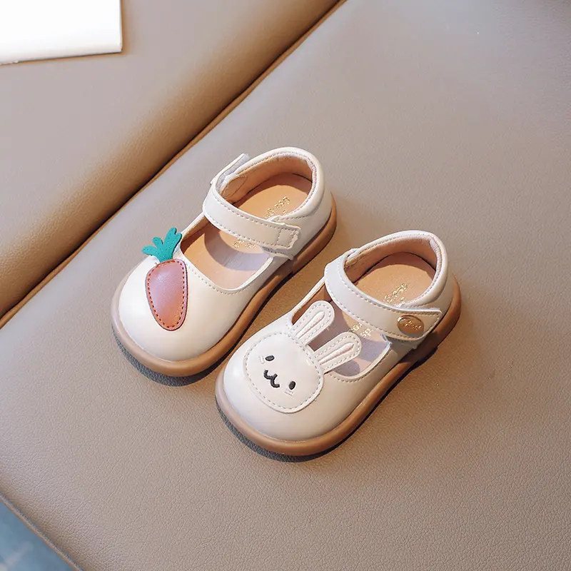 2023 New Spring Cute Bunny and Carrot Patch Children Casual Shoes for Girls Non-slip Kids Shoes Hook & Loop Breatheable Non-slip