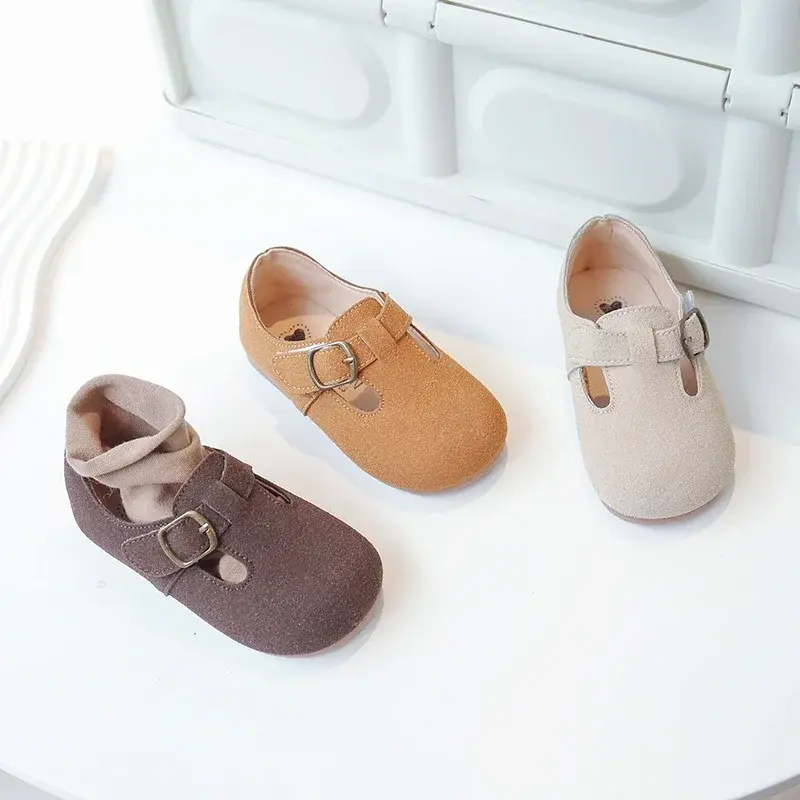 Children Casual Shoes Kids Fashion Retro Leather Shoes Britain Style Boys Girls Moccasin Shoes Simple Anti-Slippery 2024 New