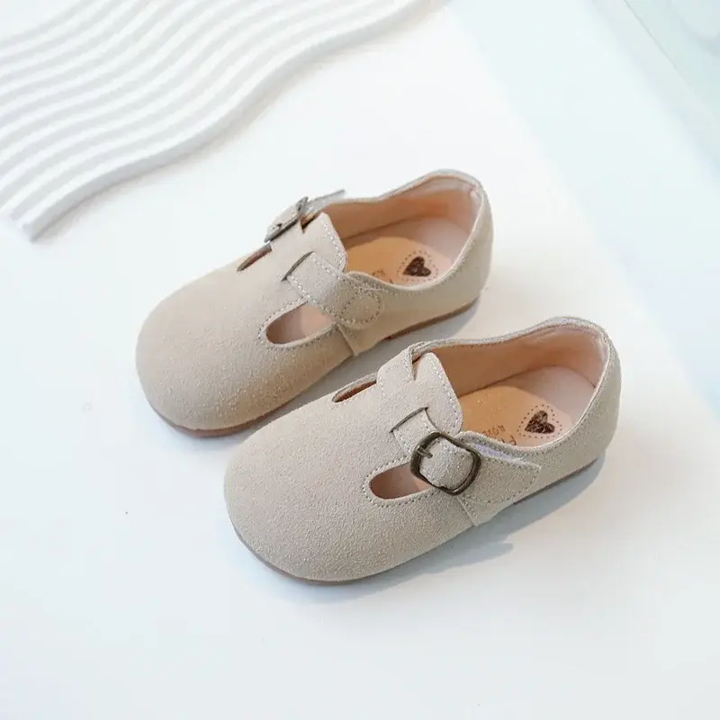 Children Casual Shoes Kids Fashion Retro Leather Shoes Britain Style Boys Girls Moccasin Shoes Simple Anti-Slippery 2024 New