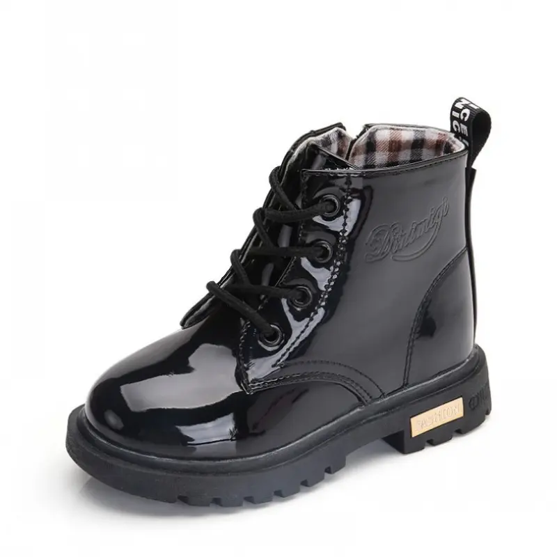 Children Ankle Shoes PU Leather Waterproof Tide Kids Rubber Boots Girls Boys Fashion Boots Anti-Slippery Spring Autumn 2024