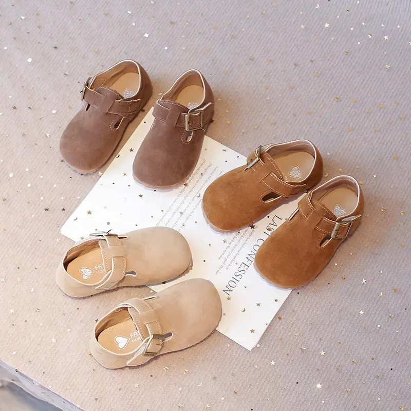 Kids Moccasin Non-slip Trendy Children Leather Shoes British Style Retro 2024 New Fashion Boys Girls Flat Shoes Sweet Soft Sole