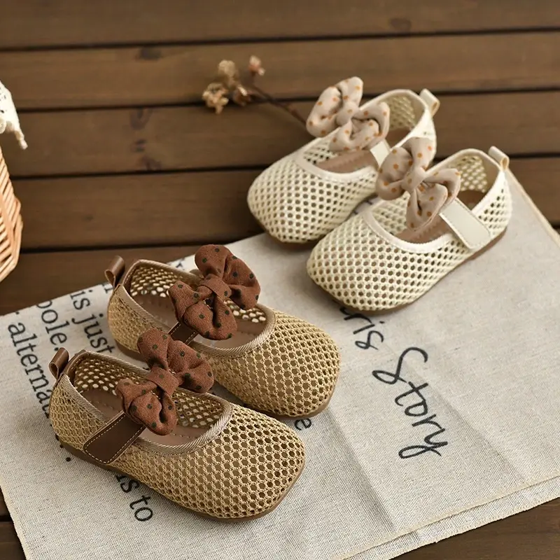 Children Girls Mesh Sandals Baby Summer Toddlers Fashion First Walker Shoes Causal Bowknot Sweet Kids Soft Sandals Breathable