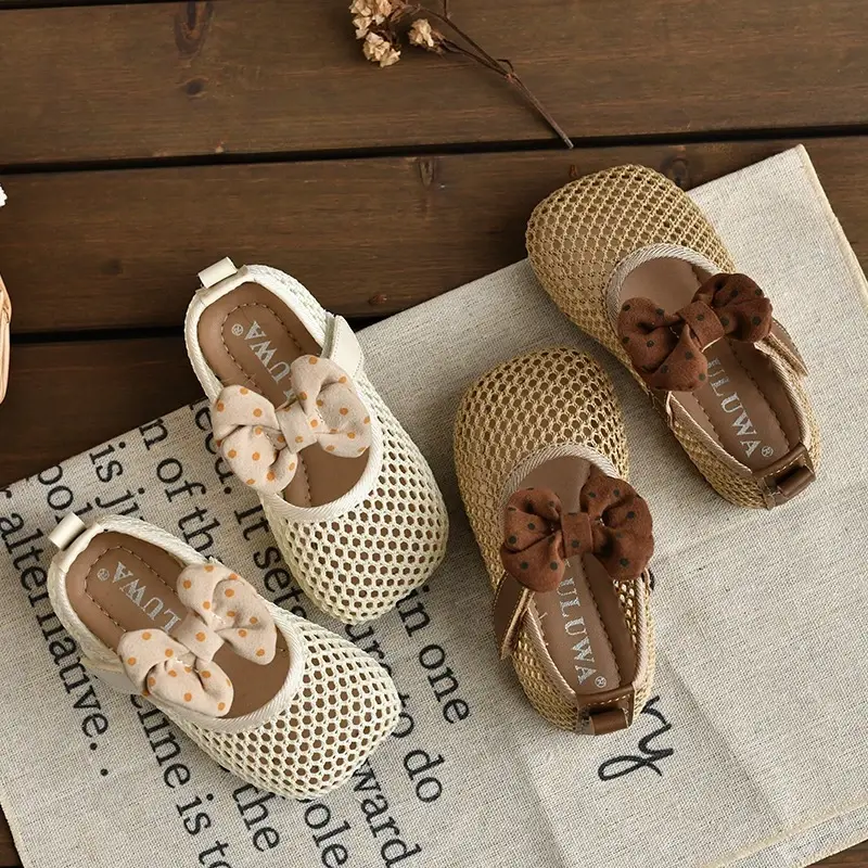 Children Girls Mesh Sandals Baby Summer Toddlers Fashion First Walker Shoes Causal Bowknot Sweet Kids Soft Sandals Breathable
