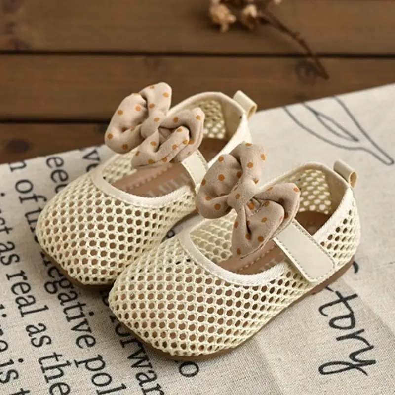 Children Girls Mesh Sandals Baby Summer Toddlers Fashion First Walker Shoes Causal Bowknot Sweet Kids Soft Sandals Breathable