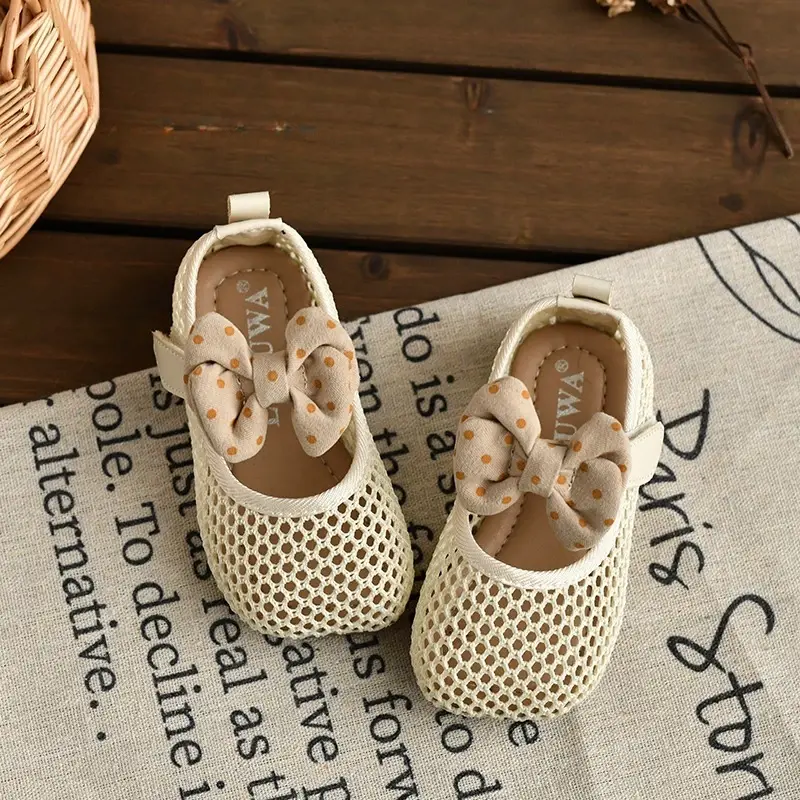 Children Girls Mesh Sandals Baby Summer Toddlers Fashion First Walker Shoes Causal Bowknot Sweet Kids Soft Sandals Breathable