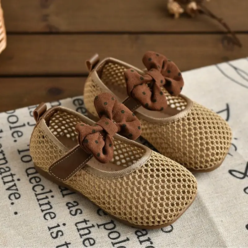 Children Girls Mesh Sandals Baby Summer Toddlers Fashion First Walker Shoes Causal Bowknot Sweet Kids Soft Sandals Breathable
