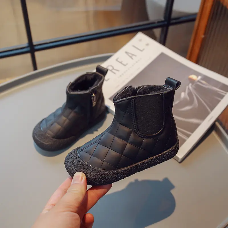 New Children's Winter Boots for Girl Solid Color Short Versatile Toddlers Causal Boots Fashion Thickened Plush Kids Cotton Boots