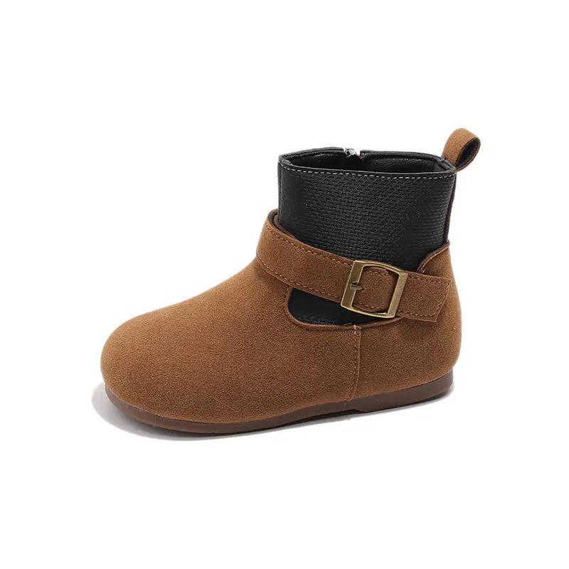 Kid's Boot Winter Solid Color Girls Patchwork Ankle Boots Fashion Versatile Non-slip Children Causal Cotton Boots Soft Bottom