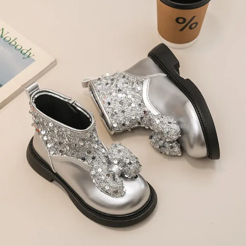 2025 Children Short Boots for Girls Winter New Fashion Korean Style Soft Bottom Anti-slippery Versatile Chic Princess Pu Shoes