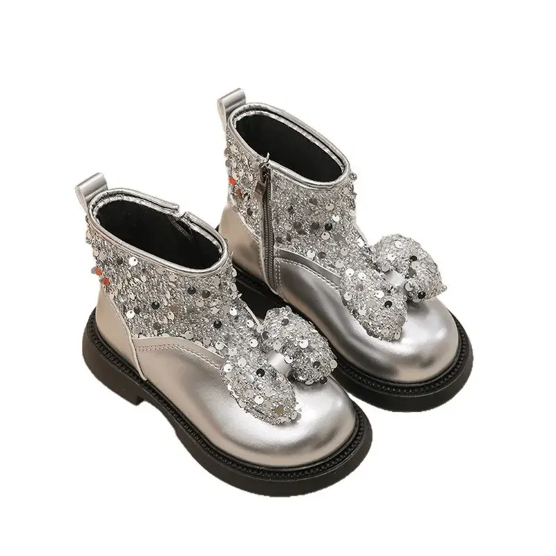 2025 Children Short Boots for Girls Winter New Fashion Korean Style Soft Bottom Anti-slippery Versatile Chic Princess Pu Shoes