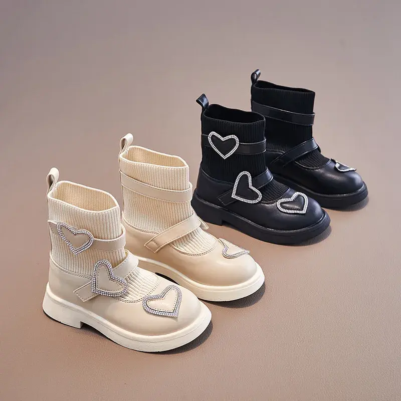 2025 Children Casual Boots for Girls Autumn Winter New Fashion Korean Style Soft Sole Non-slip Versatile Princess Leather Shoes
