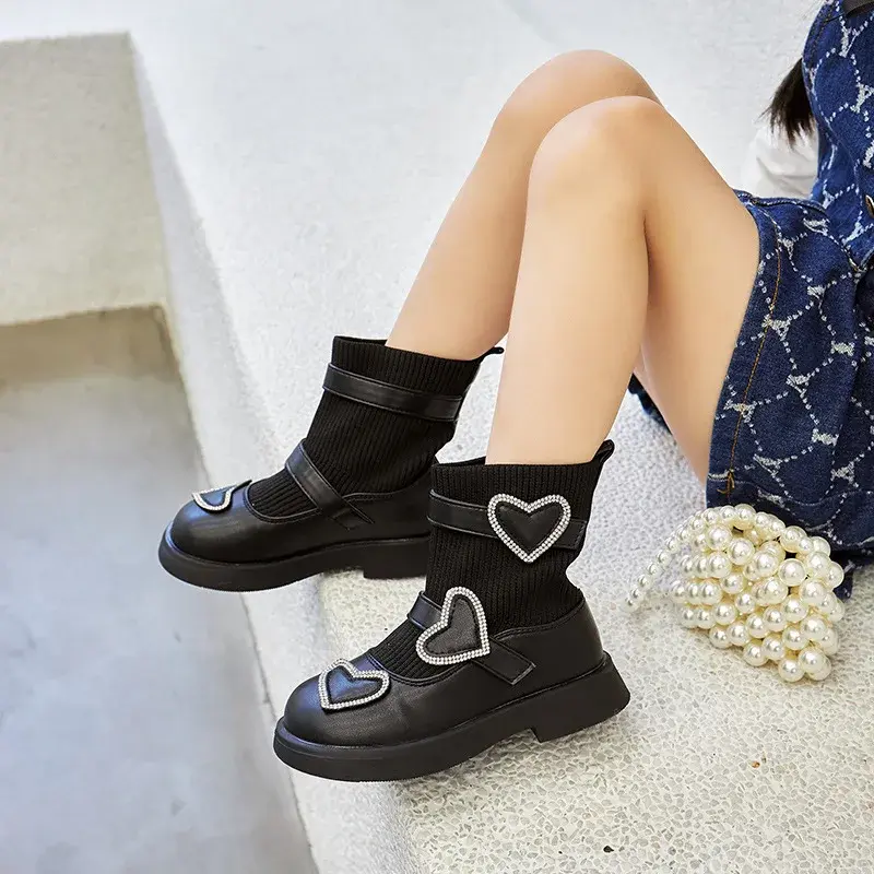 2025 Children Casual Boots for Girls Autumn Winter New Fashion Korean Style Soft Sole Non-slip Versatile Princess Leather Shoes