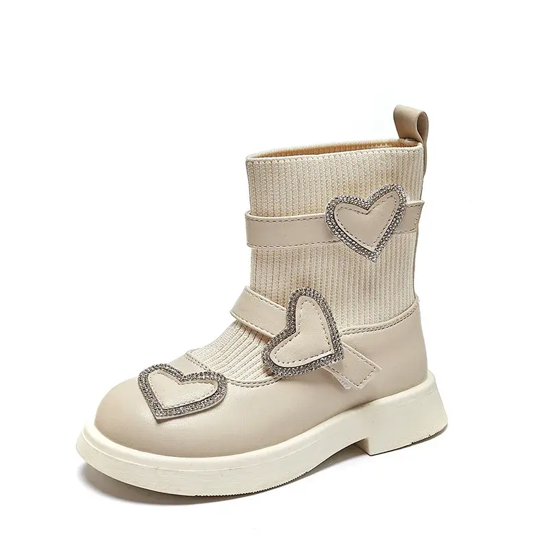2025 Children Casual Boots for Girls Autumn Winter New Fashion Korean Style Soft Sole Non-slip Versatile Princess Leather Shoes
