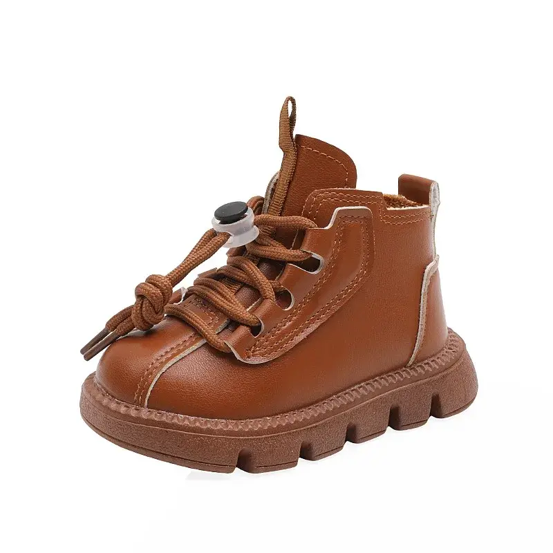 Boys Boots Kids Ankle Boots 2024 Autumn Winter Brand New Toddlers Children Fashion Boots for Little Boy Girl Lace-up Soft Rubber